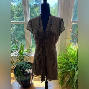 Olive Lace Button Up Dress